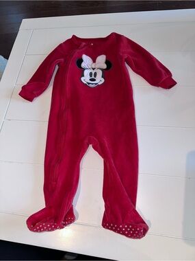 Disney Red Minnie Mouse Fleece Footed One-Piece